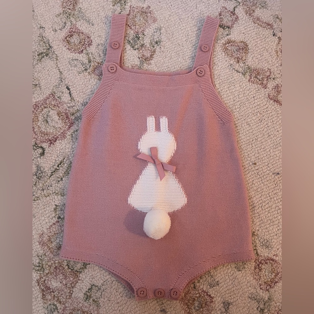 Pink Romper with Easter Bunny Design nwot